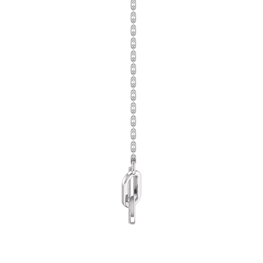 Sterling Silver Moissanite Diamond Danty Paper Clip link Pendant With 18 inch Chain