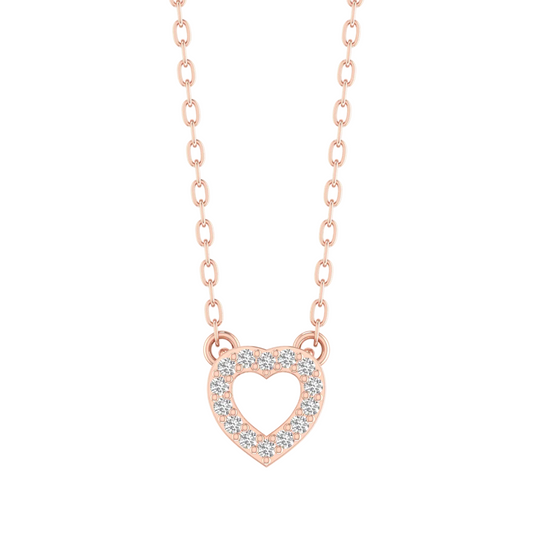 Sterling Silver Moissanite Small Heart Necklace Pendant With 18 Inch Chain