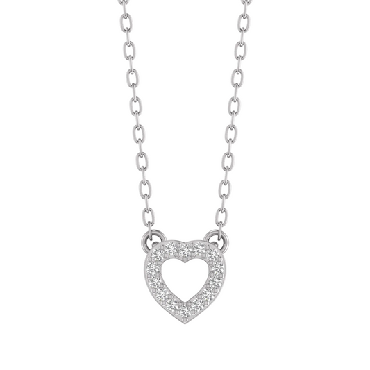 True Elegant Moissanite Diamond Necklace with Open Heart Pendant In 18kt Gold Over Sterling Silver