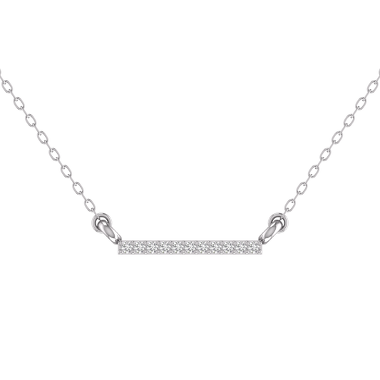 Sterling Silver 13MM Moissanite Diamond Danty Bar Pendant With 18 inch Chain