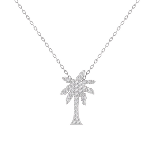True Elegant 1.0ct. t.w. Diamond Palm Tree Pendant Necklace in 925 Sterling Silver