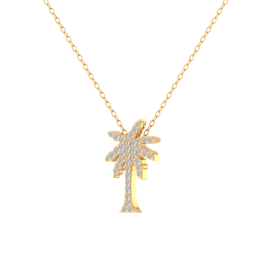 True Elegant Moissanite Diamond Palm Tree Pendant 18kt Gold Over Sterling Silver