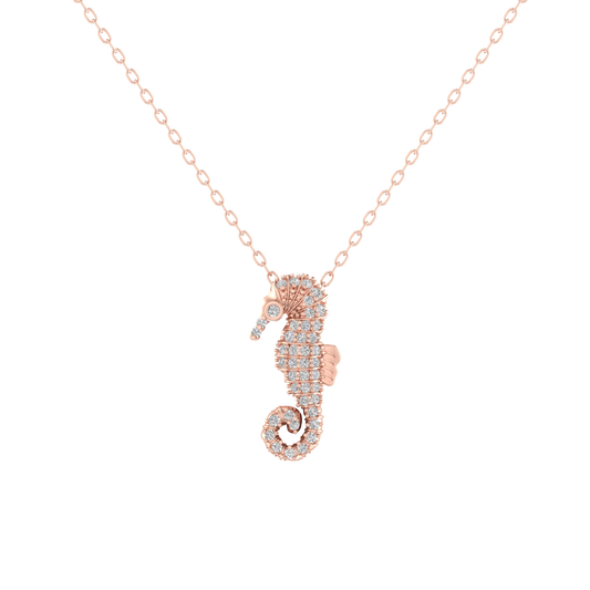 True Elegant Moissanite Diamond Pave Sea Horse Pendant 18kt Gold Over Sterling Silver