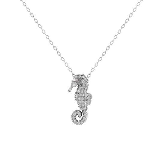 True Elegant Moissanite Diamond Sea Horse Pendant 18kt Gold Over Sterling Silver