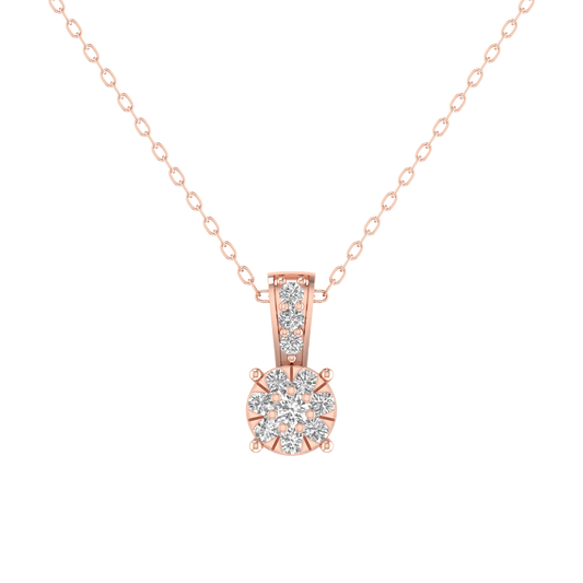 1CT Pave Set Moissanite Pendant Necklace 18kt Gold Over Sterling Silver
