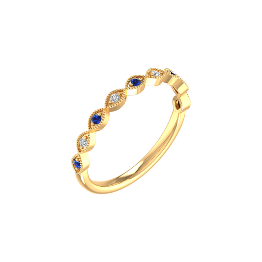 1.0CT Sapphire Diamond Stacable Dainty Ring In Sterling Silver For Her