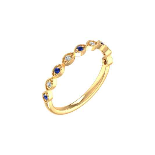 A 1.0CT Sapphire Diamond Stacable Dainty Ring in Sterling Silver for Her with a white gold finish.