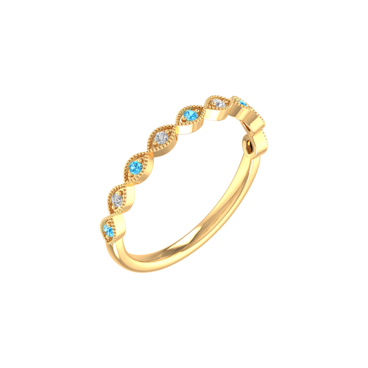 0.13CT Topaz And Diamond Stacable Ring In 18kt Gold Over Sterling Silver