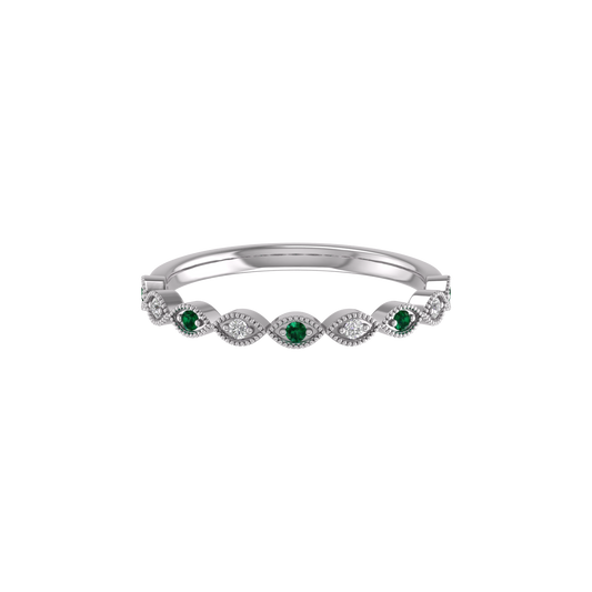 1.0CT Emerald And Diamond Dainty Delicate Ring For Her