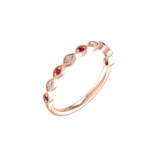 Rose gold ring red and white