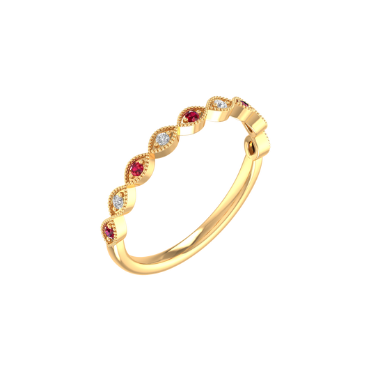 0.13CT Garnet And Moissanite Stacable Ring In 18kt Gold Over Sterling Silver