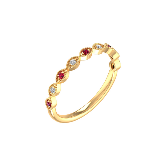 Red and white rose gold ring