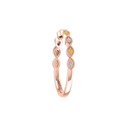 0.13CT Citrine And Moissanite Stacable Band Ring In 18kt Rose Gold Over Sterling Silver