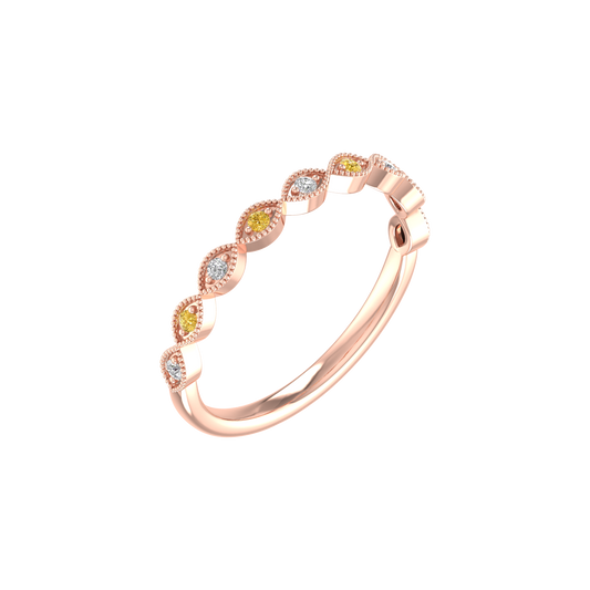 0.13CT Citrine And Moissanite Stacable Band Ring In 18kt Rose Gold Over Sterling Silver