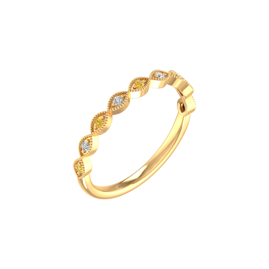 1.0CT Yellow Citrine Moissanite Dainty Ring In Sterling Silver