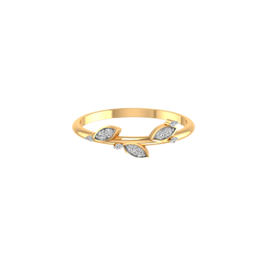0.50CT 3MM Moissanite Leaf Dainty Ring For Her In 14kt Yellow Gold Over Sterling Silver