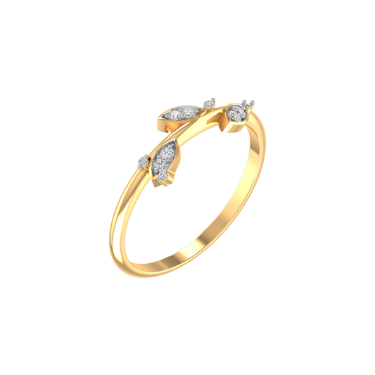 0.50CT 3MM Moissanite Leaf Dainty Ring For Her In 14kt Yellow Gold Over Sterling Silver