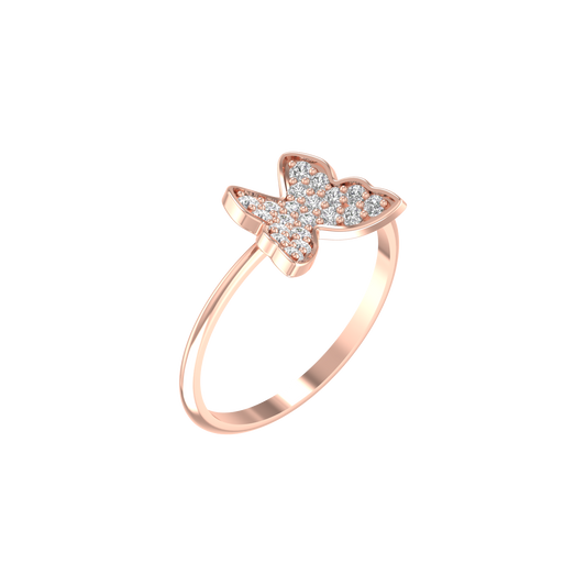 True Elegant 0.50ct. t.w. Moissanite  Diamond Butterfly Ring in 14kt Rose Gold Over Sterling Silver