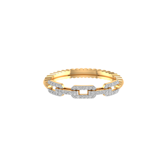 1.0CT Moissanite Diamond Cuban Link Ring For Men And Women 18kt Yellow Gold Over Sterling Silver