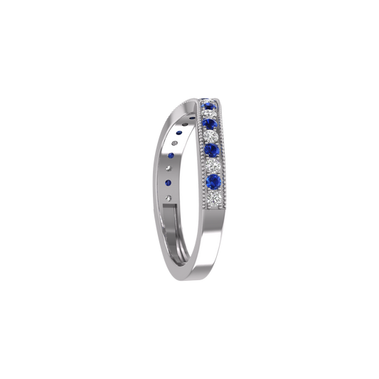 0.13CT Sapphire And Moissanite Curve Stacable Band Ring In 18kt Gold Over Sterling Silver