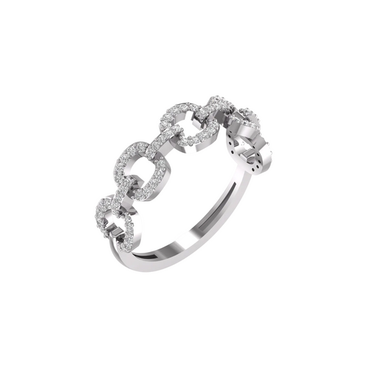 1.00CT Moissanite Diamond Dainty Delicate Cuban Link Ring For Her 14kt White Gold Over Sterling Silver 925