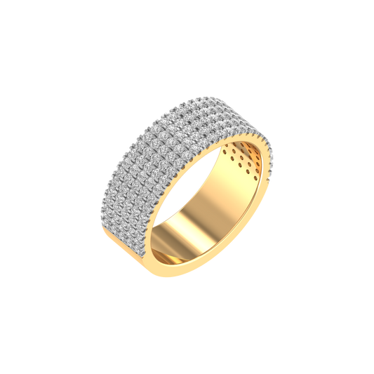 True Elegant 1.5Ct Moissanite Five Row Wide Wedding Anniversary ring For Men In 18kt Gold Over Sterling Silver