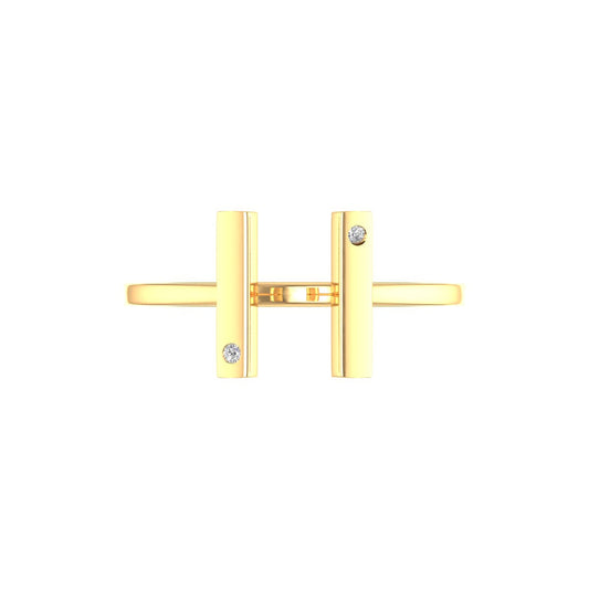 Moissanite Dainty Delicate Open Bar Minimalist Ring For Her 14k Yellow Gold Over Sterling Silver