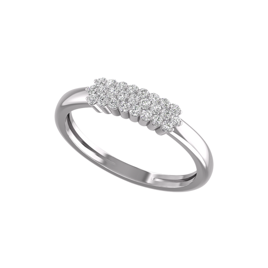 1.0CT Moissanite Diamond Three Row Dainty Ring 925 Sterling Silver