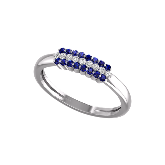 1.50Ct Sapphire And Diamond Dainty Anniversary Ring 925 Sterling Silver