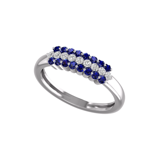 1.50Ct Sapphire And Diamond Dainty Anniversary Ring 925 Sterling Silver