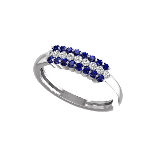 1.50Ct Sapphire And Diamond Dainty Anniversary Ring 925 Sterling Silver