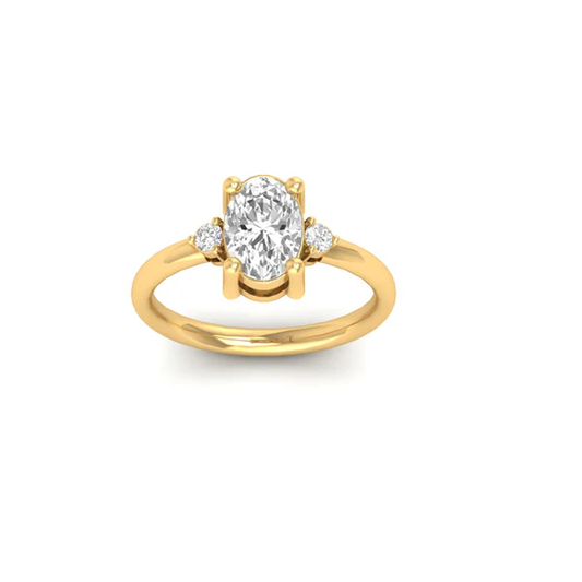 Oval Cut Three Stone Engagement Ring for Women | 18K Yellow Gold Over Sterling Silver | True Elegant Handmade Promise Ring