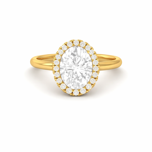 Oval Moissanite Halo Engagement Ring