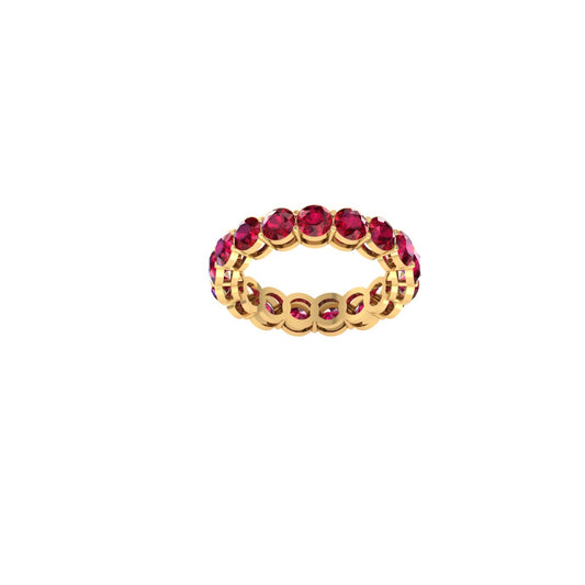 True Elegant 1.25 Ct Red Ruby Anniversary Band 14K Yellow Gold Plated Ring for Women