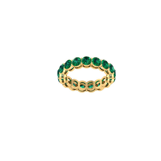 True Elegant 5.25 Ct Round Cut Green Emerald Eternity Wedding Band | 14K Yellow Gold Plated Ring