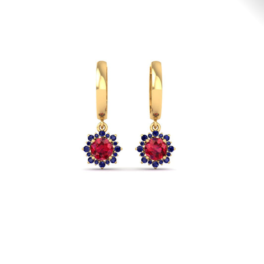Ruby & Sapphire Dangle Earrings for Women