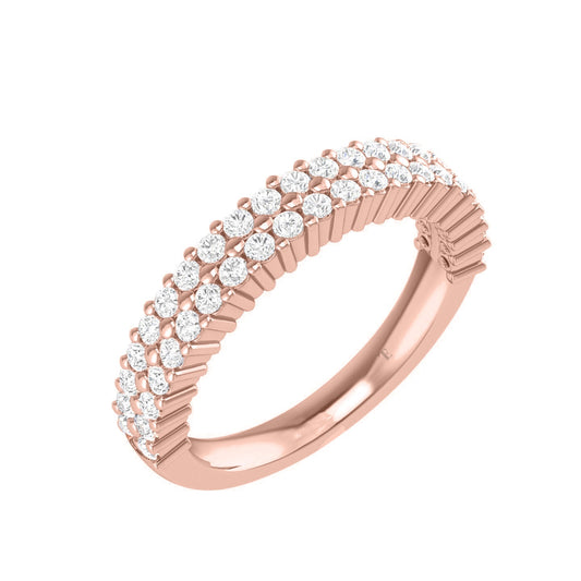 Mens And Womens Two Row Eternity Ring Wedding Band Sterling Silver 925 18k Gold Plated