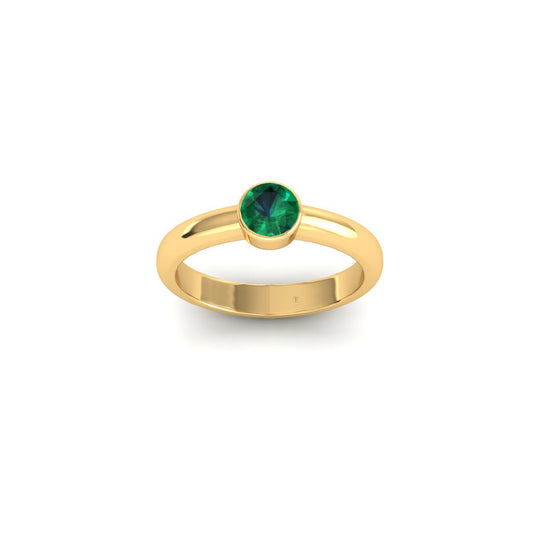 0.75 Carat Bezel-Emerald Ring In 18kt Gold Over Sterling Silver