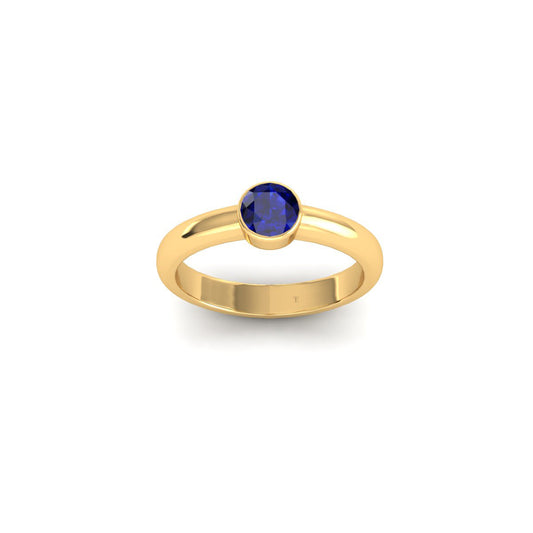 0.75 Carat Bezel-Sapphire Ring In 18kt Gold Over Sterling Silver
