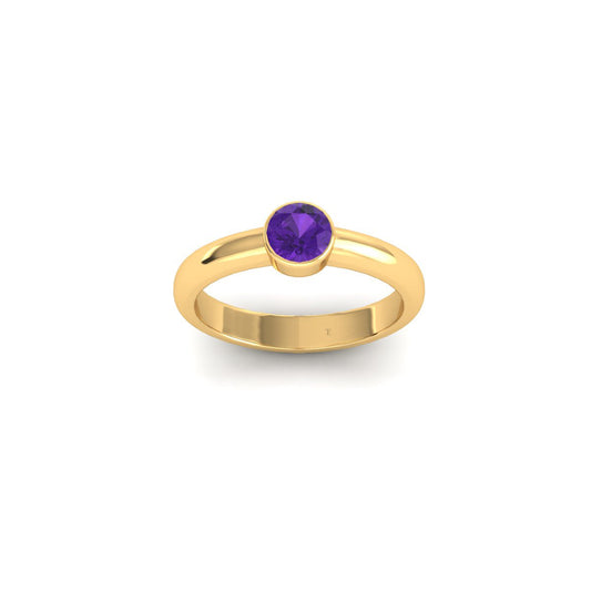 0.75 Carat Bezel-Amethyst Ring In 18kt Gold Over Sterling Silver