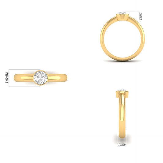 0.75 Carat Bezel-Moissanite Ring In 18kt Gold Over Sterling Silver