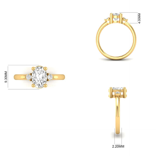 True Elegant 1.35 Carat Oval Moissanite Diamond Ring In 18kt Gold Over Sterling Silver