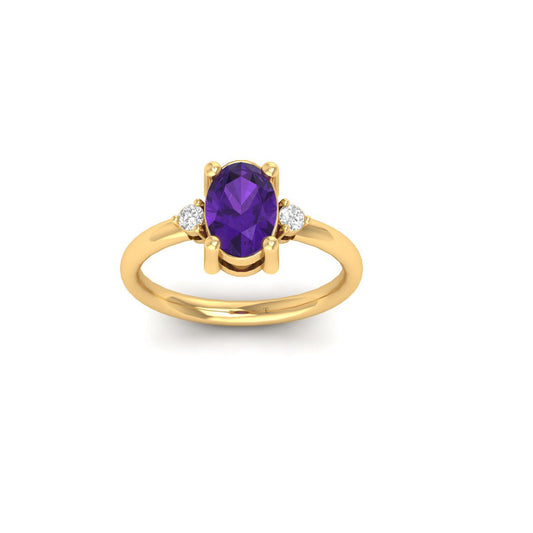 1.35 Carat Oval Amethyst Ring In 18kt Gold Over Sterling Silver