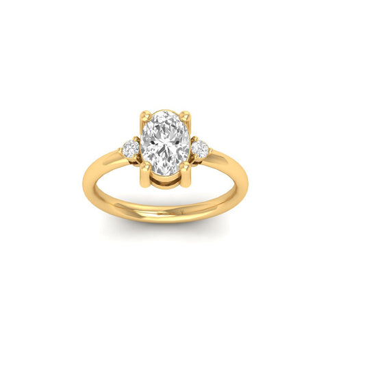 True Elegant 1.35 Carat Oval Moissanite Diamond Ring In 18kt Gold Over Sterling Silver