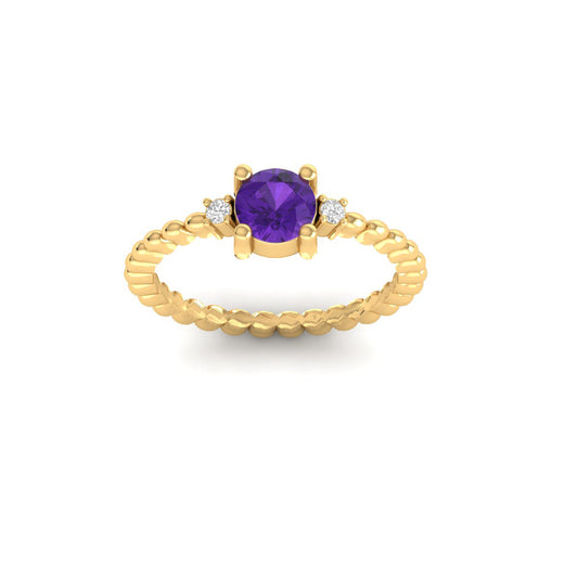 True Elegant Amethyst Three Stone Promise Ring In 18kt Gold Over Sterling Silver