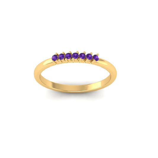 0.13CT Amethyst Dainty Wedding Ring in 18kt Gold Over Sterling Silver