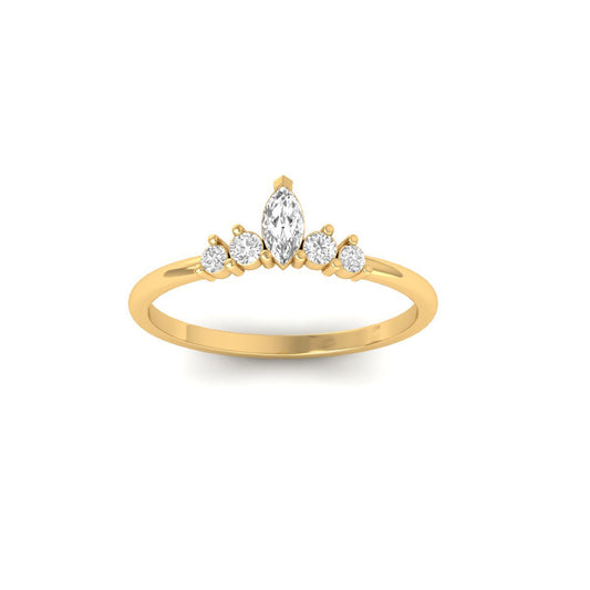 0.51CT Marquise Moissanite Dainty Curve Ring In 18kt Gold Over Sterling Silver