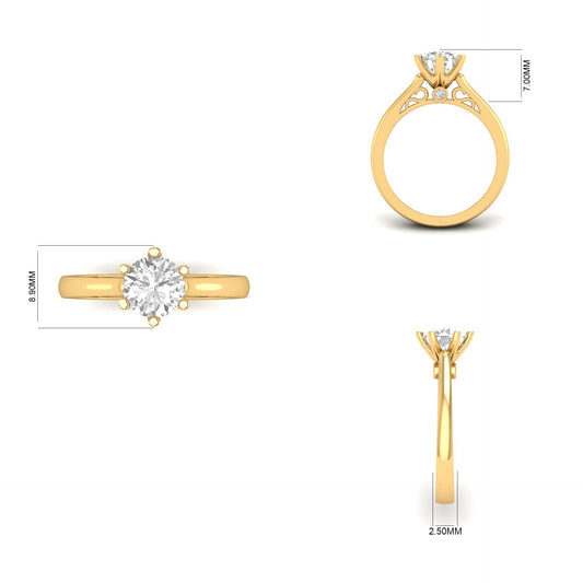 1.31 Carat Moissanite Diamond Solitaire Ring in 18kt Gold Over Sterling