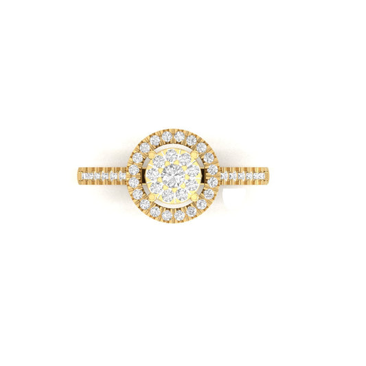 0.58 Carat Moissanite Diamond Halo Engagement Ring in 18kt Gold Over Sterling