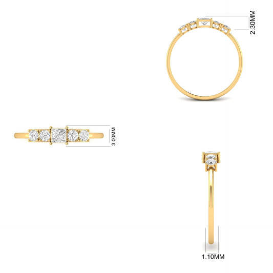 0.38CT Princess Cut Moissanite Ring 18kt Gold Over Sterling Silver